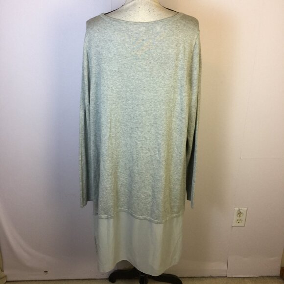 NWT DG2 Diane Gilman Sweater Tunic Knit Top XL Womans Gray Hi-Lo Hem Long Sleeve - Picture 2 of 14